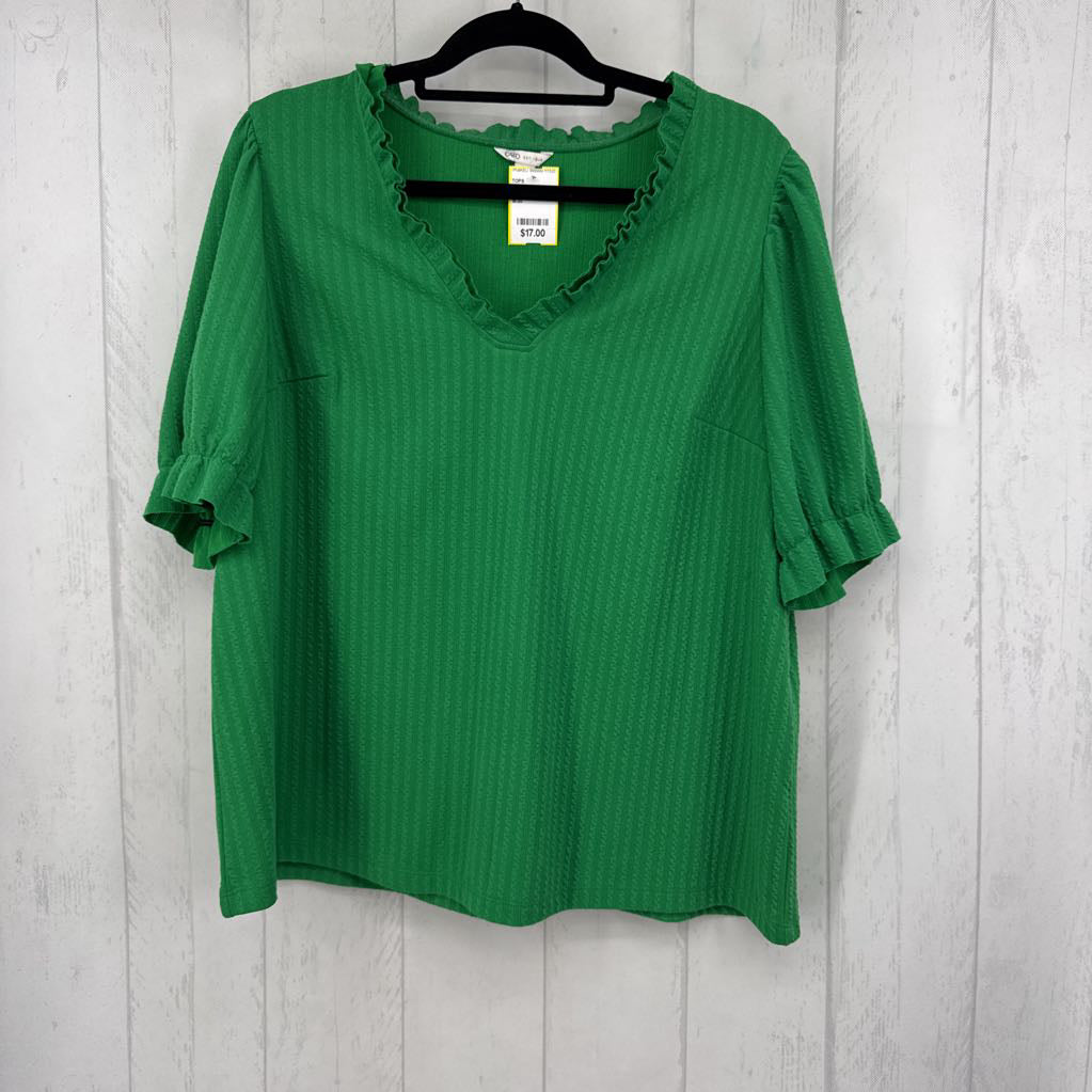 18/20 textured v-neck s/s top