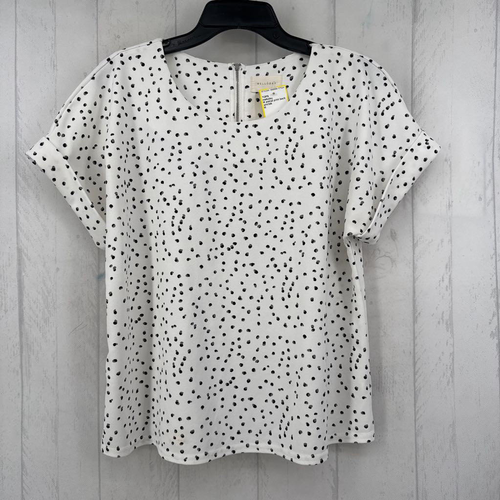 M animal print back zipper s/s top