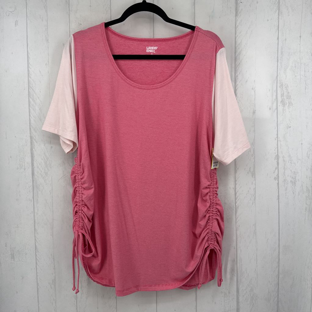 1X striped ruched sides s/s tee