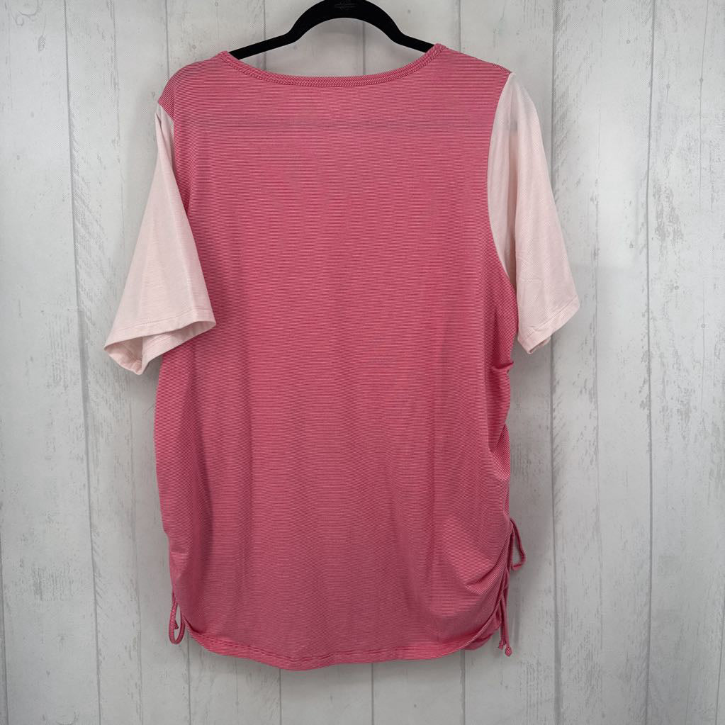 1X striped ruched sides s/s tee