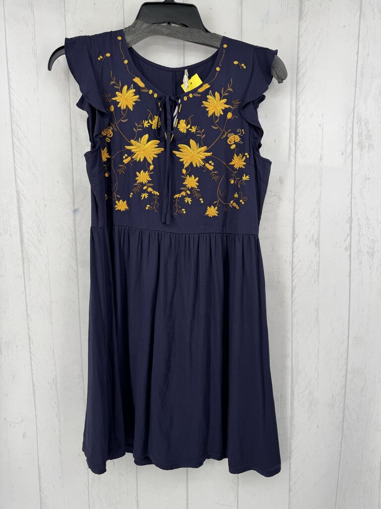 M flo embroidered v-neck flutter slv dress