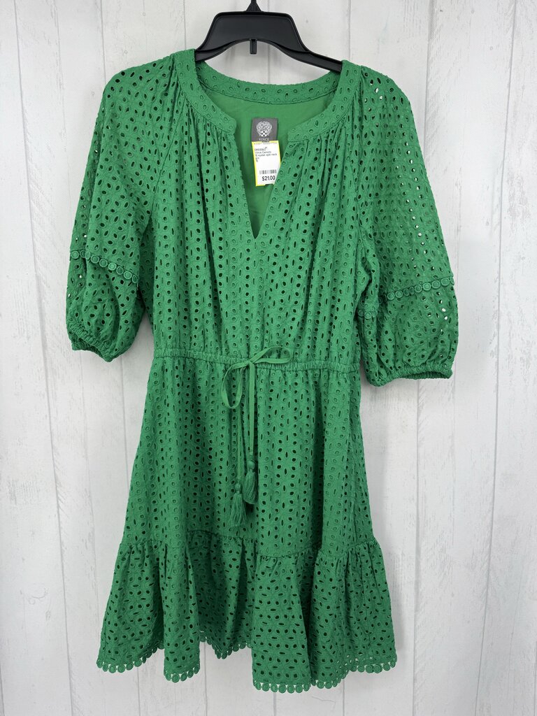 10 eyelet split neck s/s dress