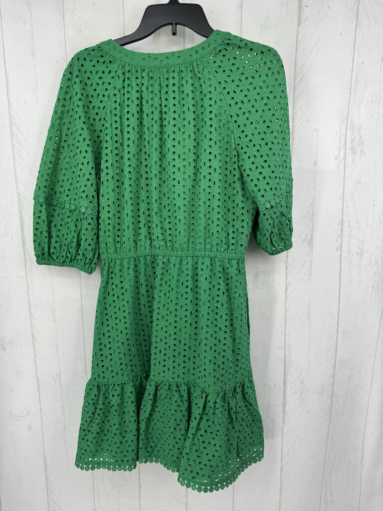 10 eyelet split neck s/s dress