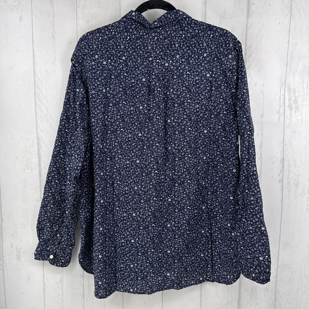 R45 XXL flo print button down l/s top
