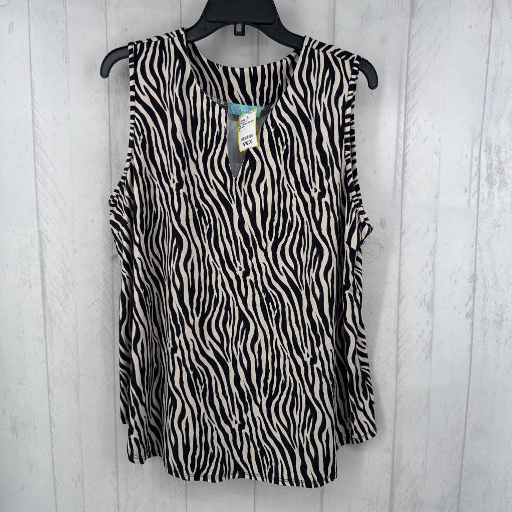 XL zebra print split neck tank