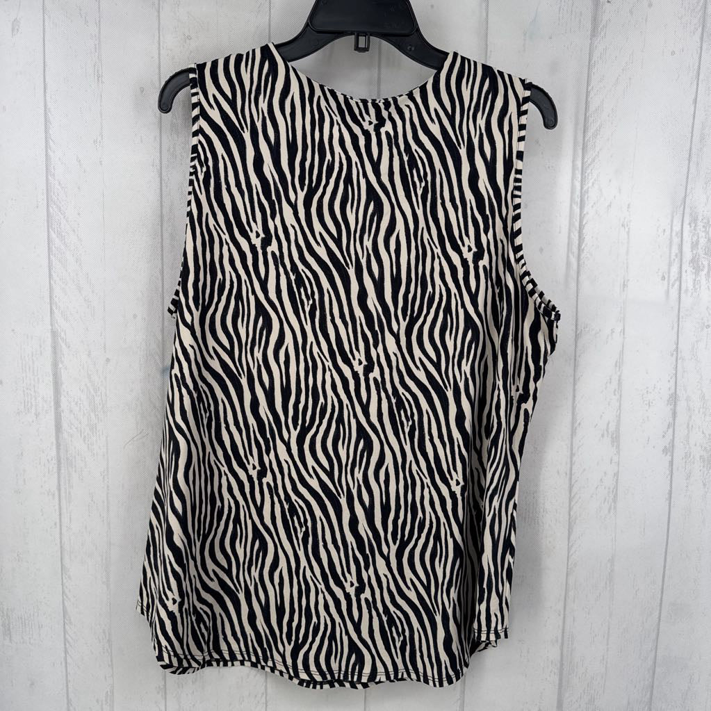 XL zebra print split neck tank