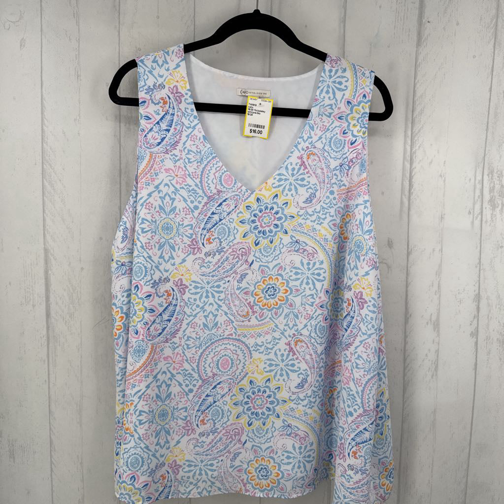 18/20 flo/paisley print v-neck flowy tank