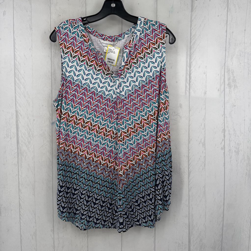 XL printed split neck tank