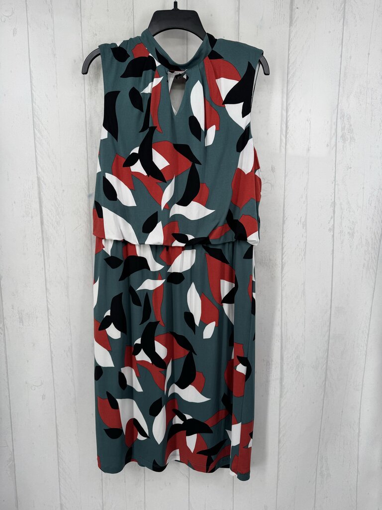 16 printed notch neck slvls dress