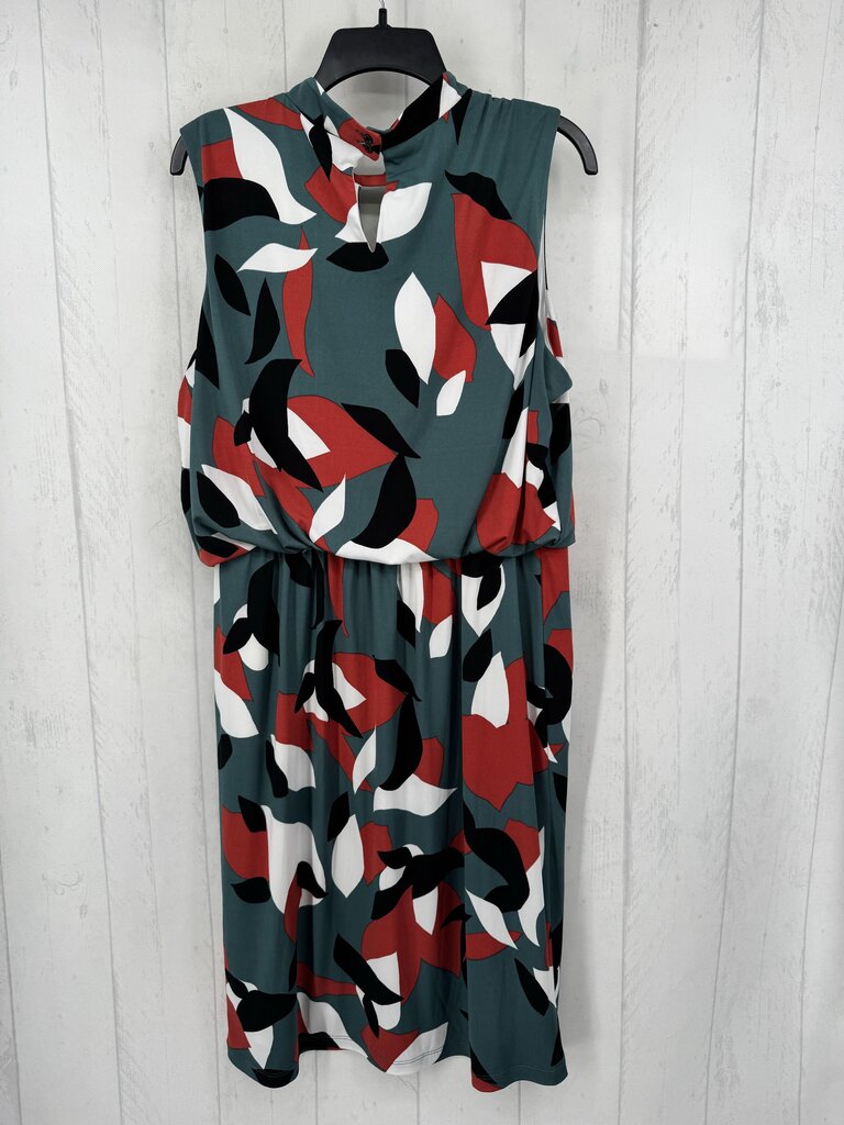 16 printed notch neck slvls dress
