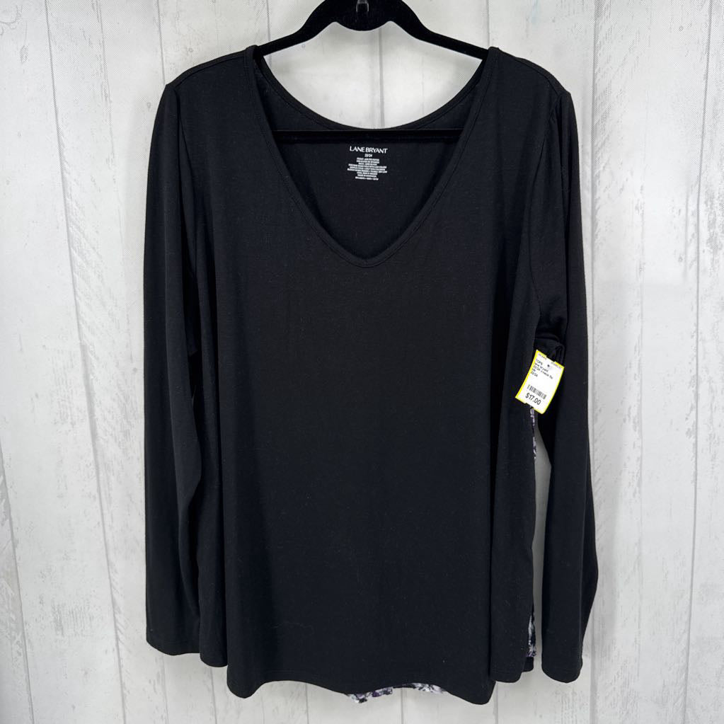 22/24 v-neck flo print back l/s tee