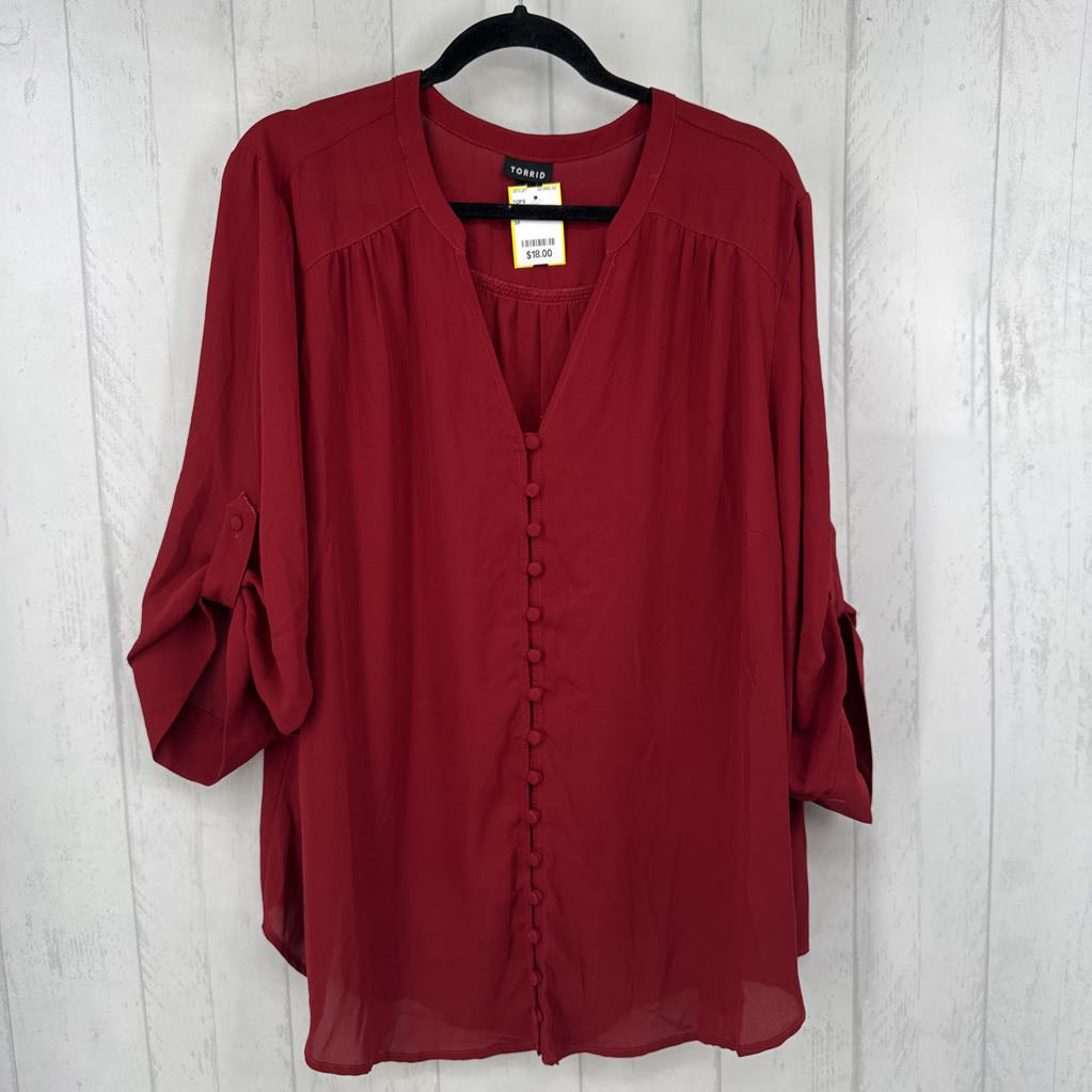3X button down tab slv top