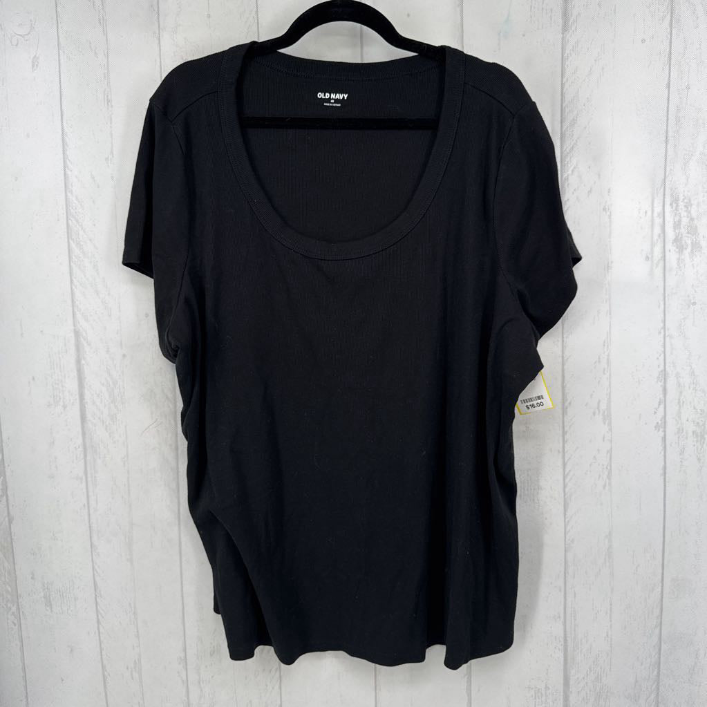 4X ribbed scoop neck s/s top
