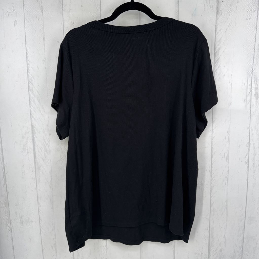 4X ribbed scoop neck s/s top