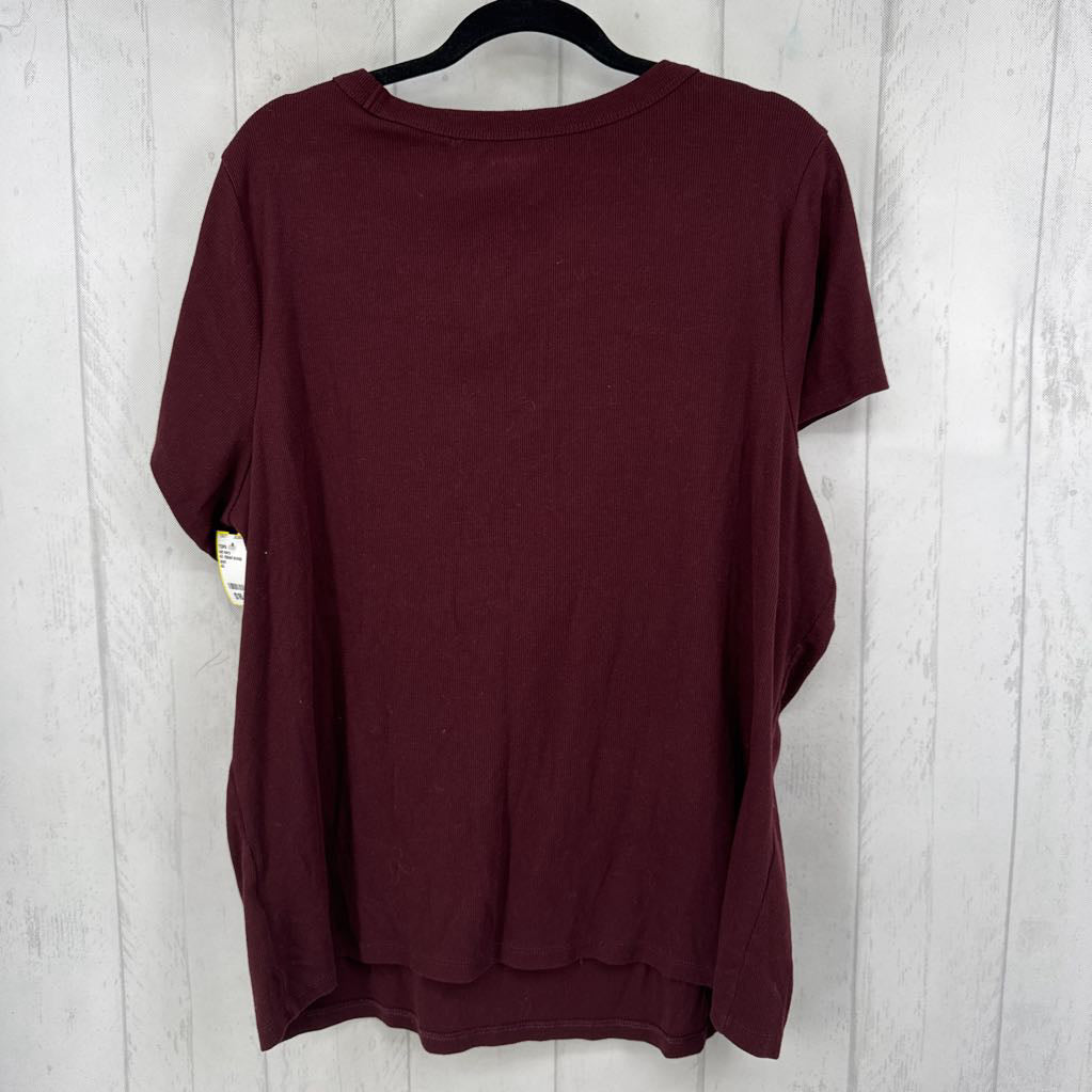 4X ribbed scoop neck s/s top