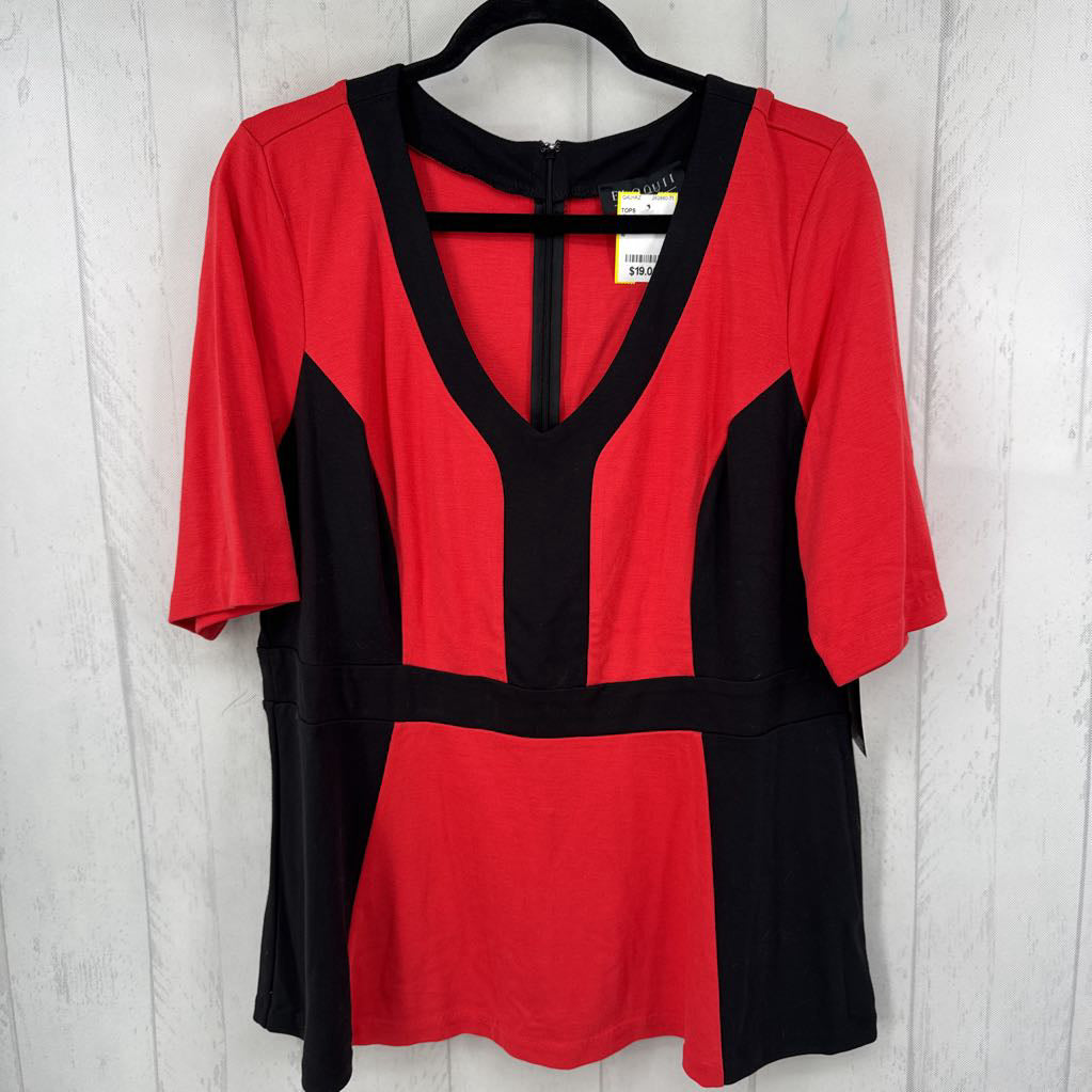 18 colorblock v-neck s/s top