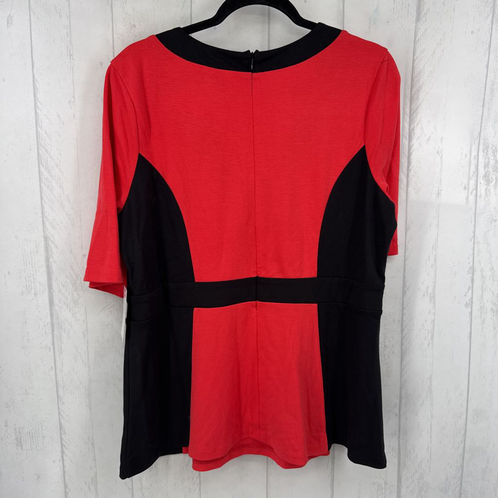 18 colorblock v-neck s/s top