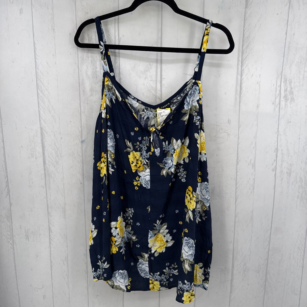3X flo print notch neck tank