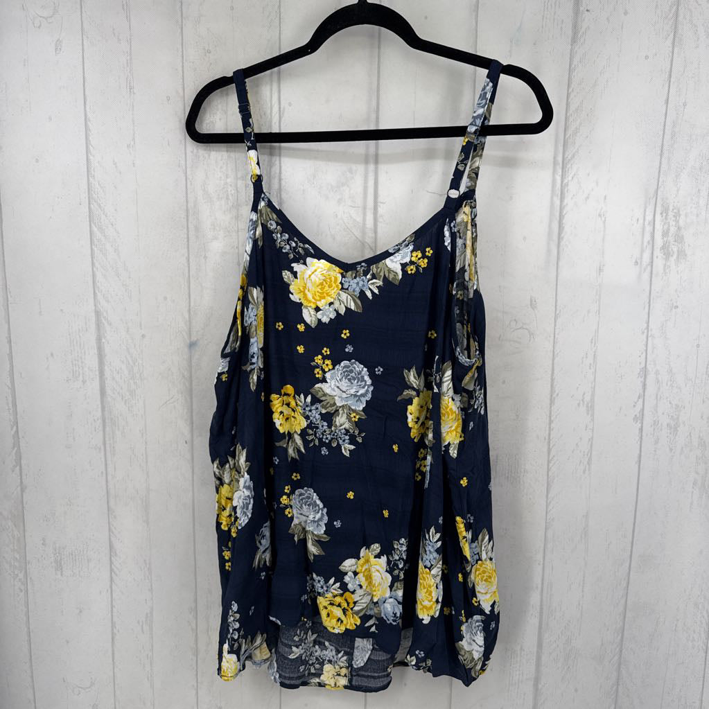 3X flo print notch neck tank