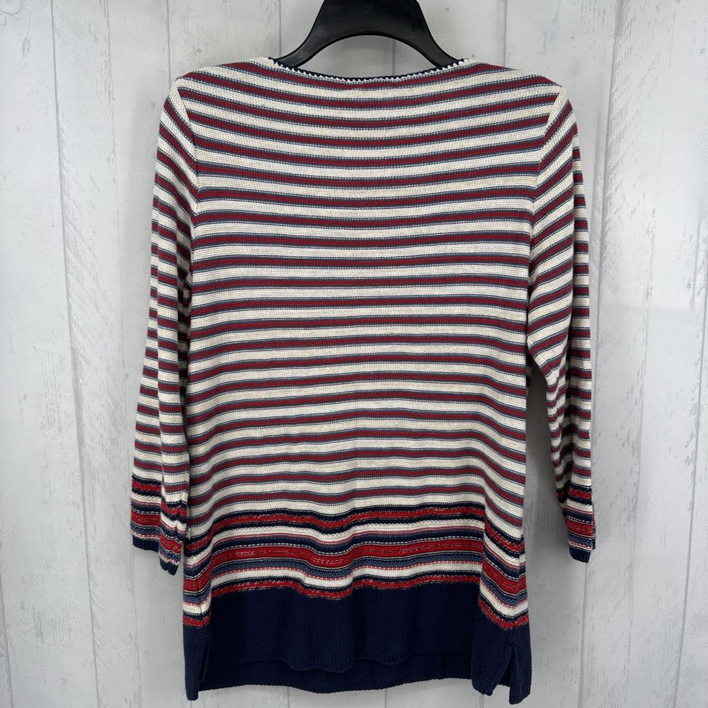R97 L striped tie front sweater