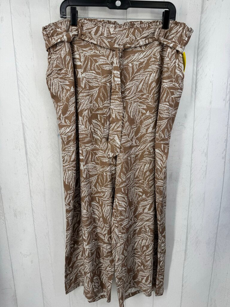 XL leaf print wide leg pant