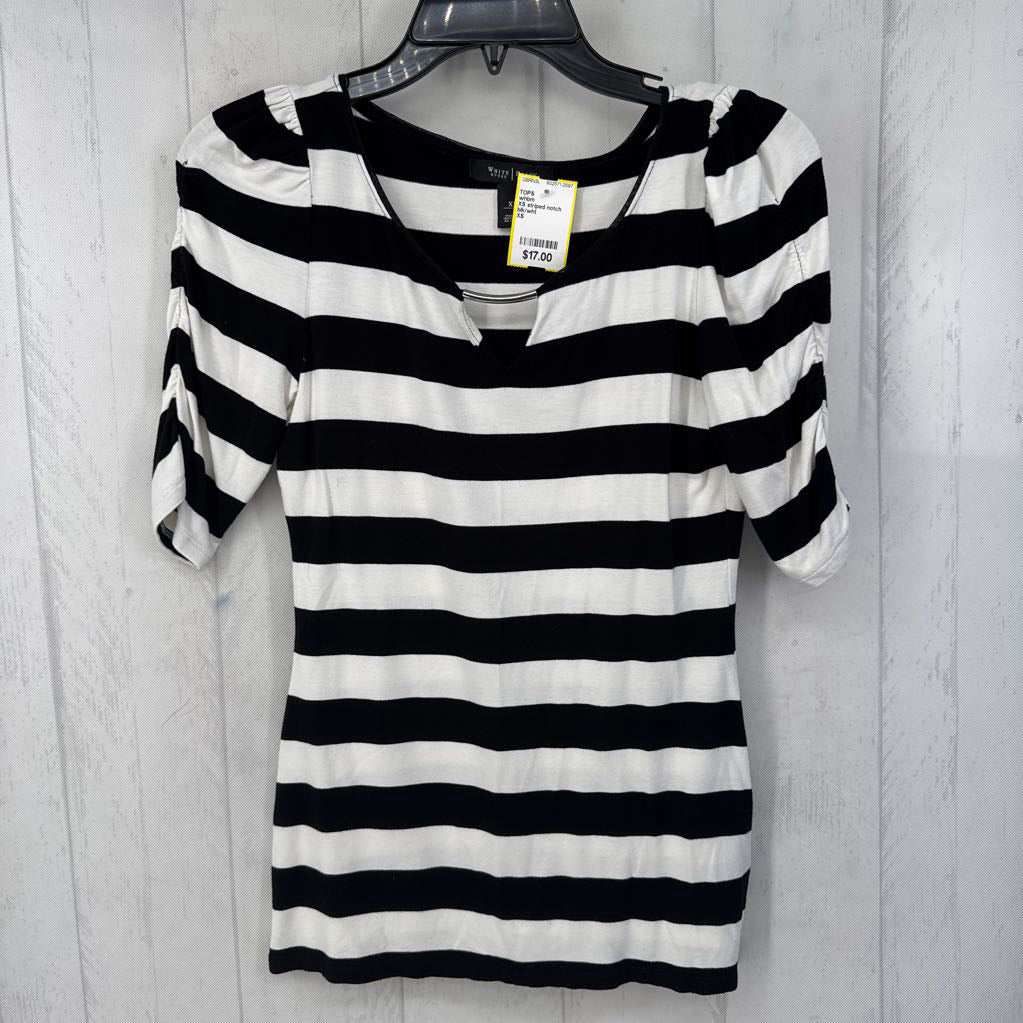 XS striped notch neck s/s top