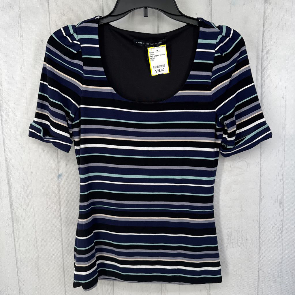 XXS striped scoop neck s/s top