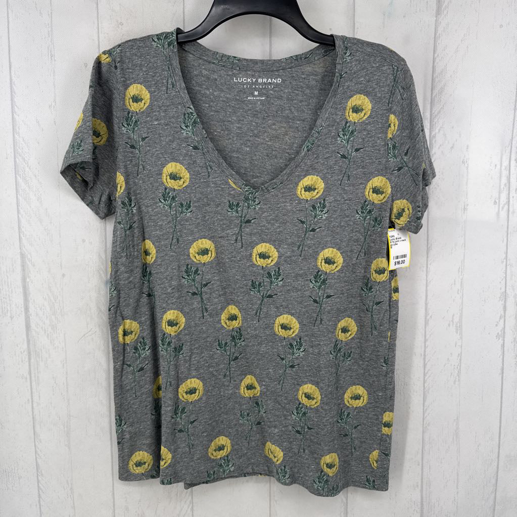 M flo print v-neck s/s tee
