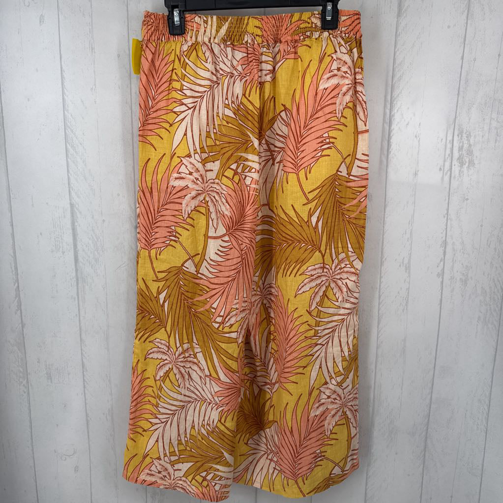 M 2pc linen leaf print slvls top & pants