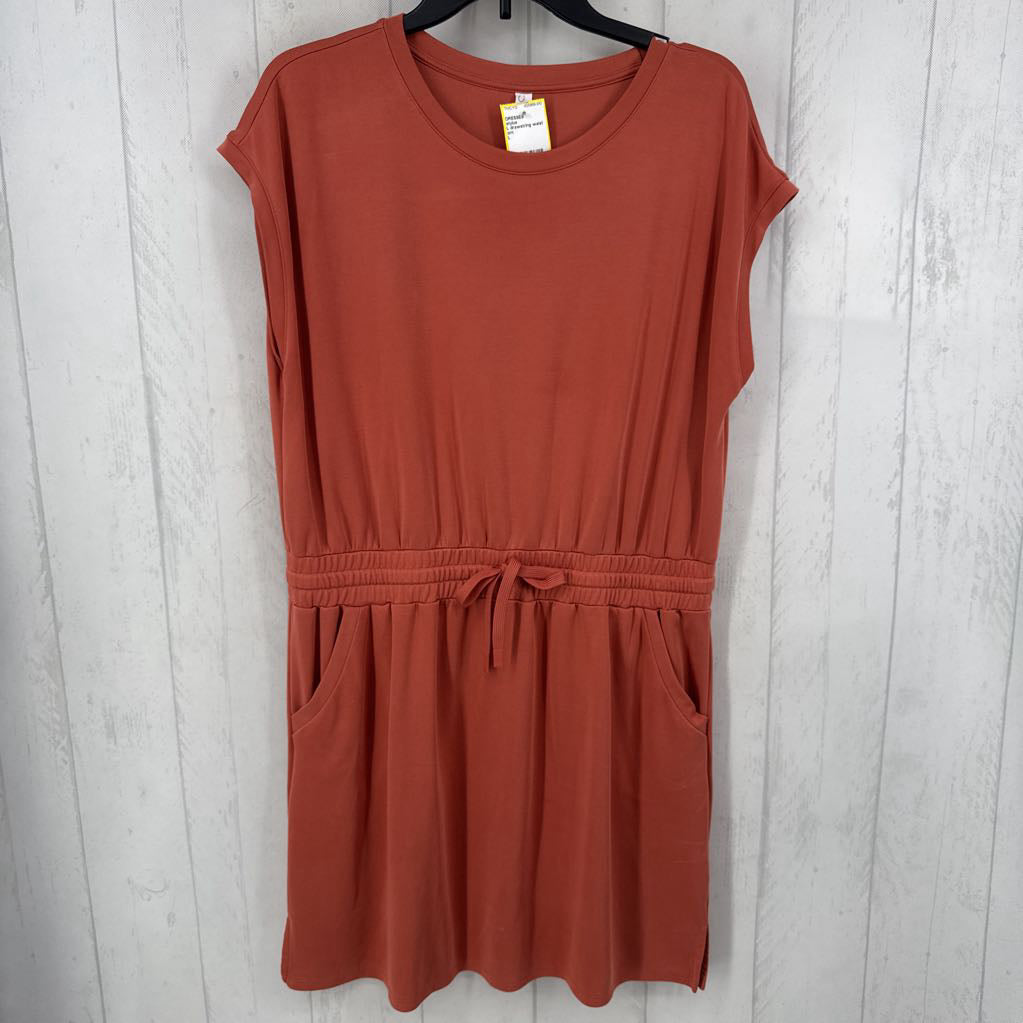 L drawstring waist s/s dress