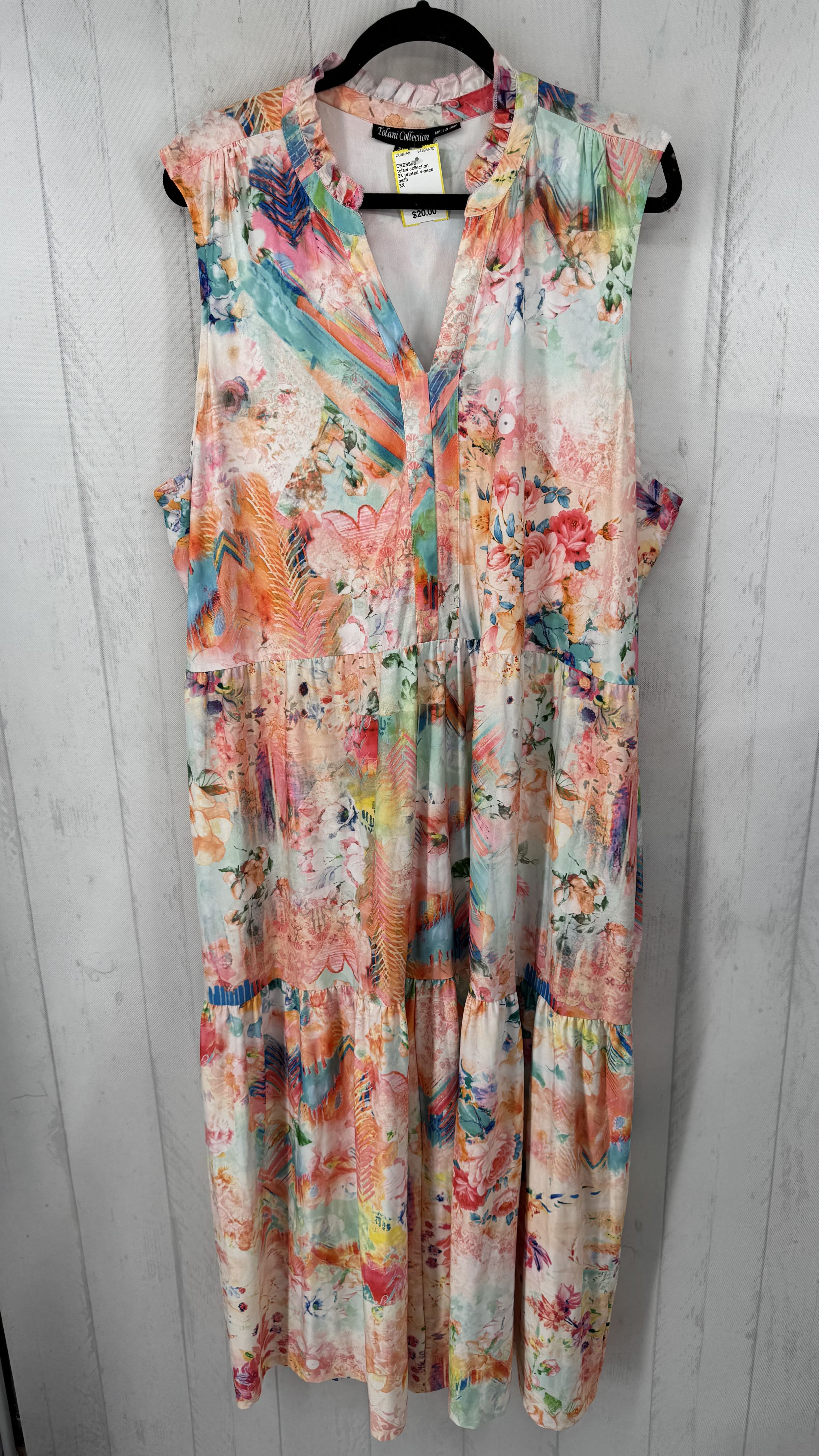 3X printed v-neck slvls maxi dress