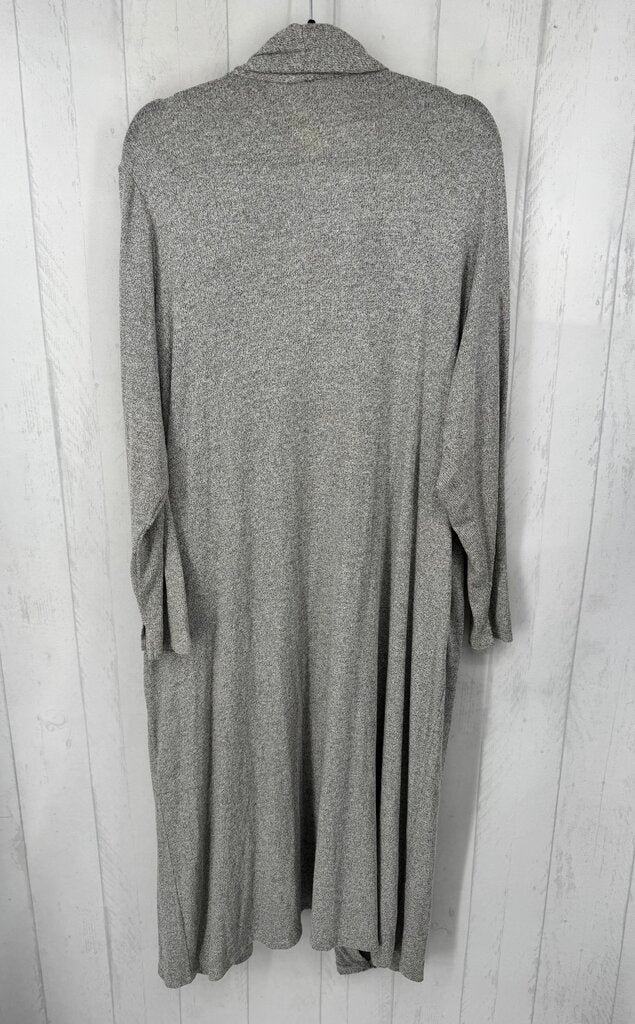 2X ribbed open front long cardi