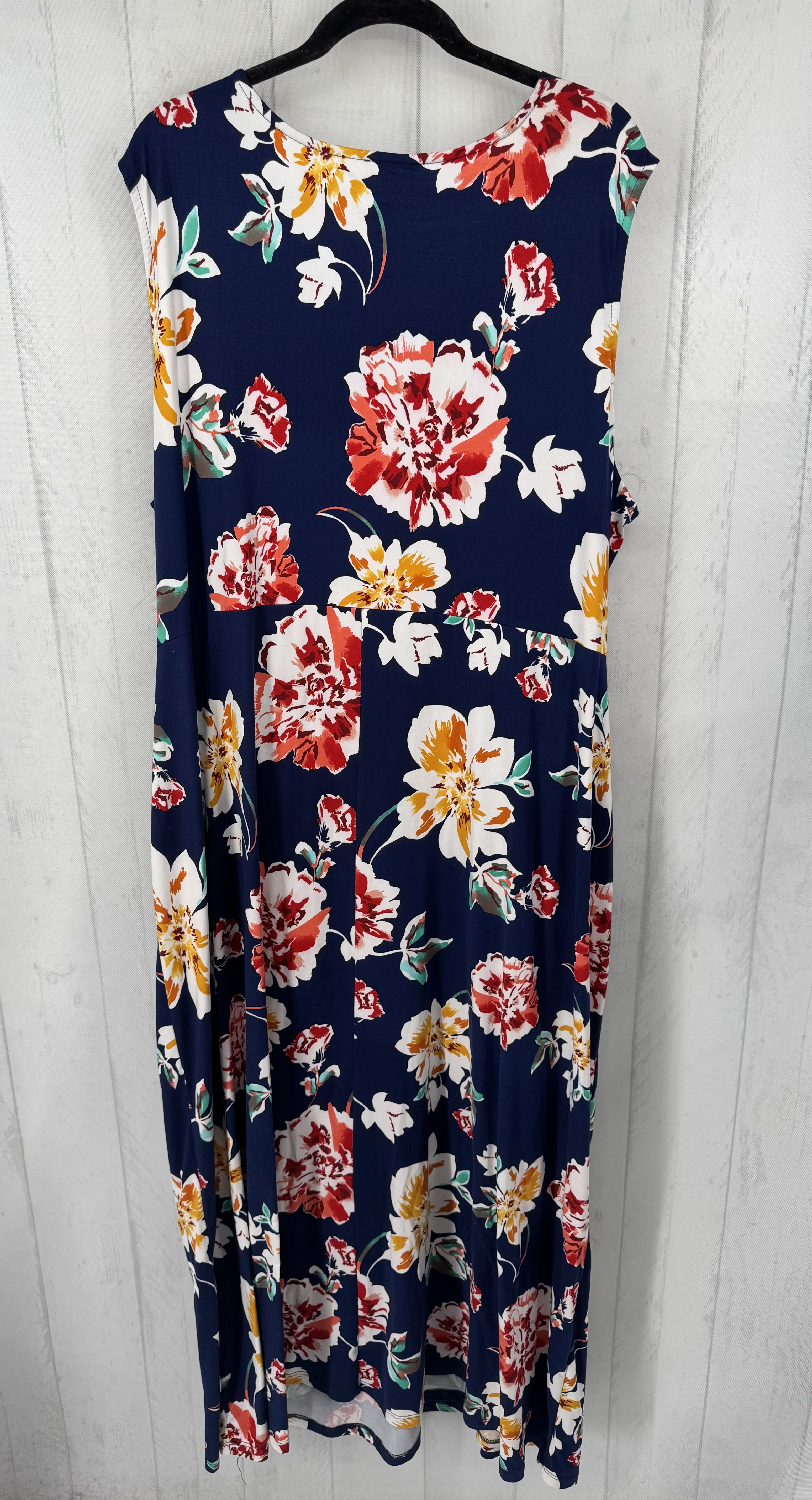 4X flo print crossover slvls dress