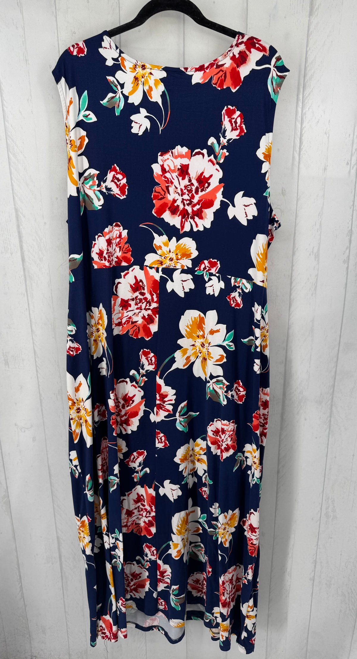 4X flo print crossover slvls dress