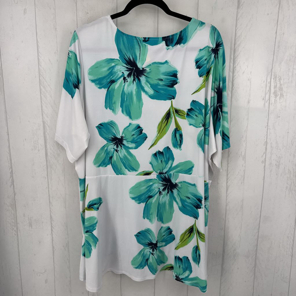 3X embelished flo print 3/4 slv top