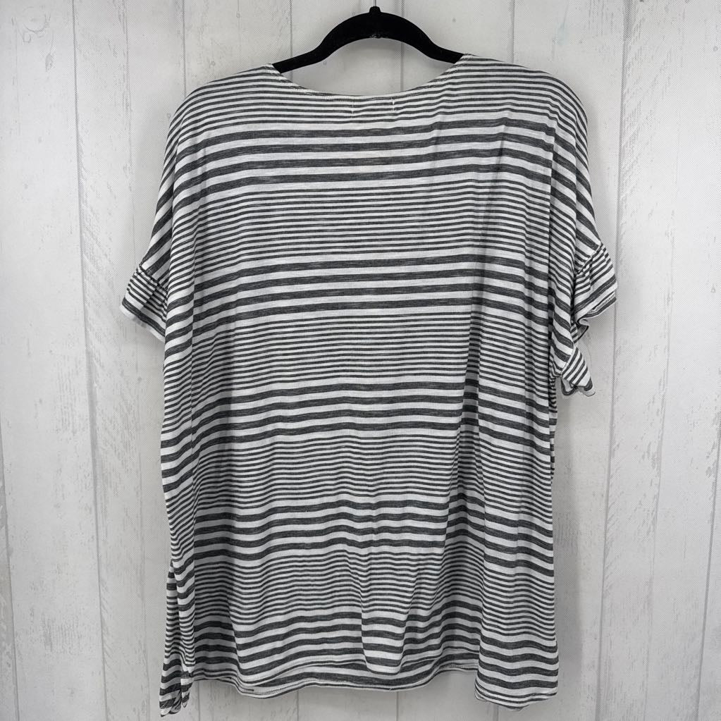 3X striped ruffled s/s tee