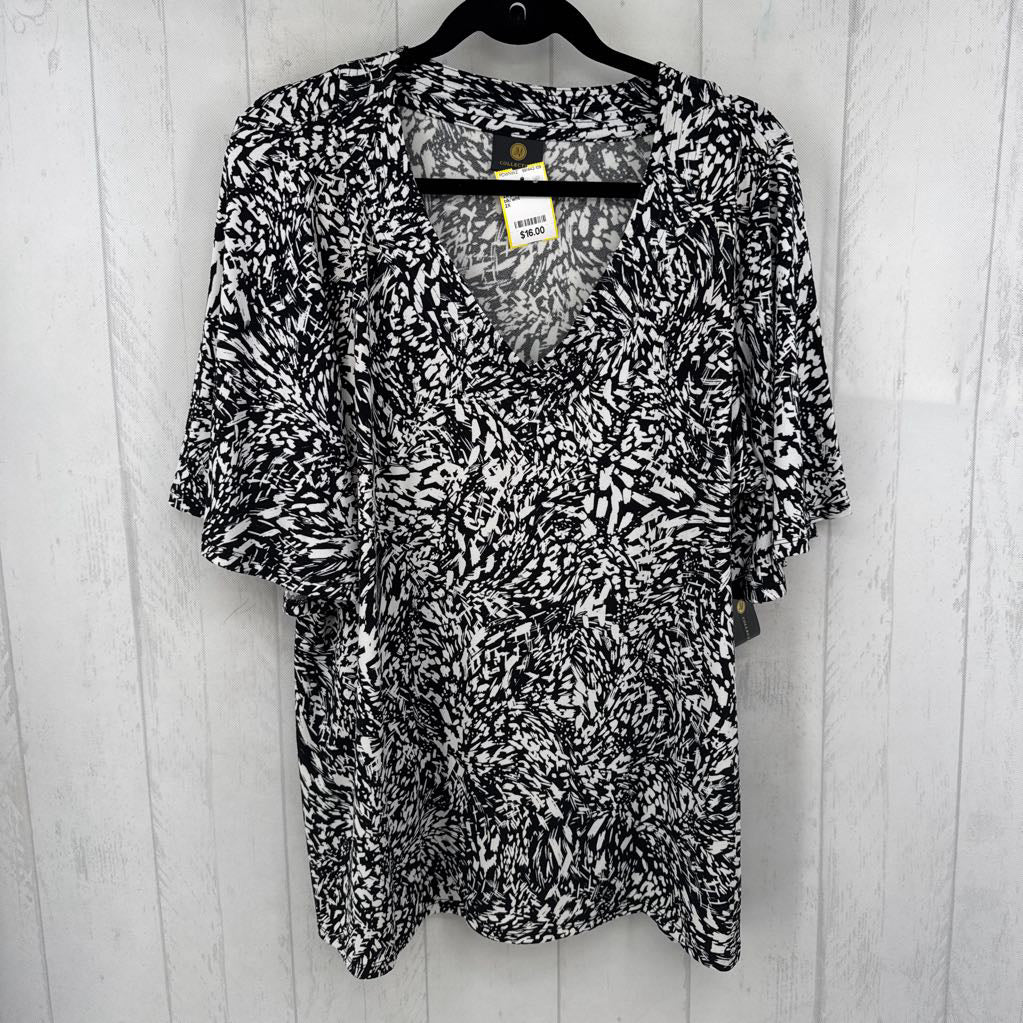 2X printed v-neck s/s tee