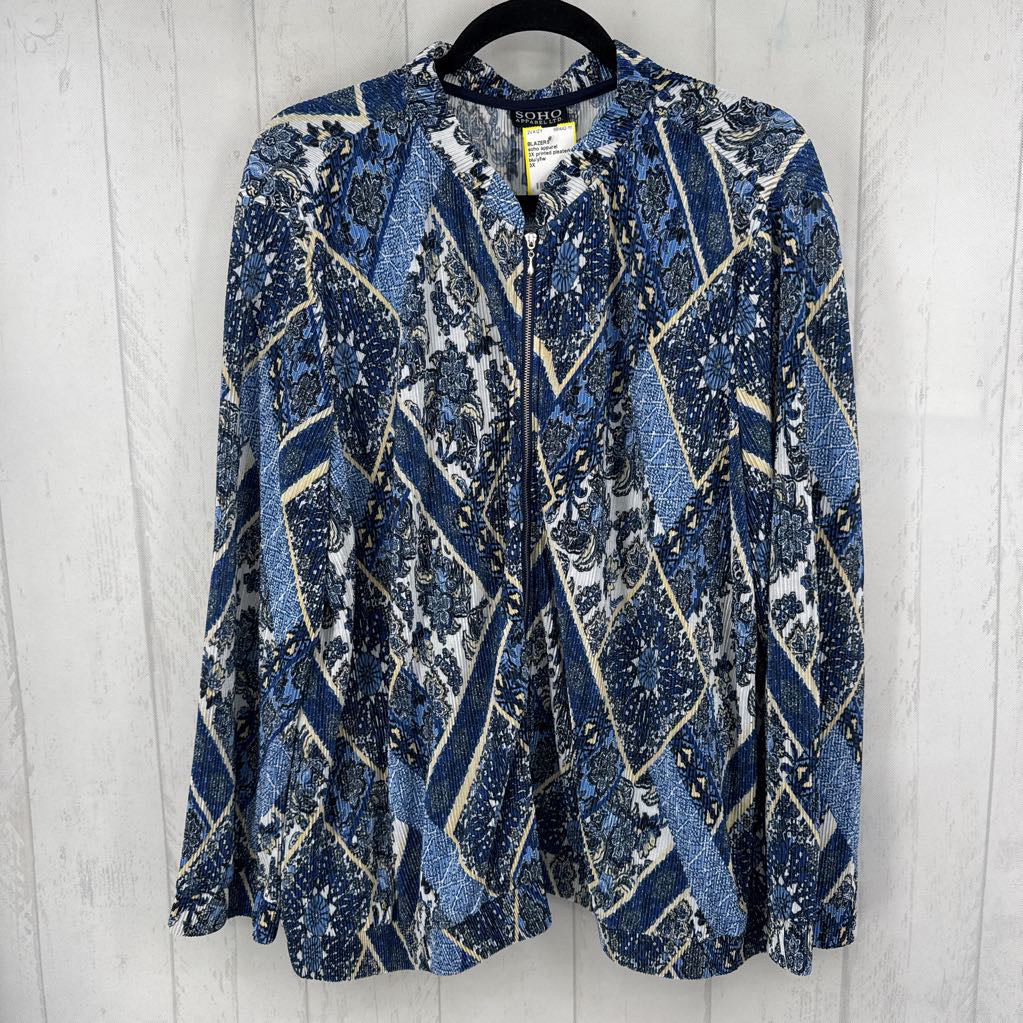 3X printed pleated zip-up jacket