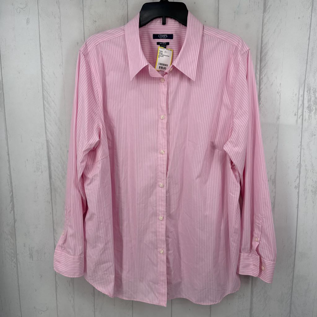 1X striped button down l/s top