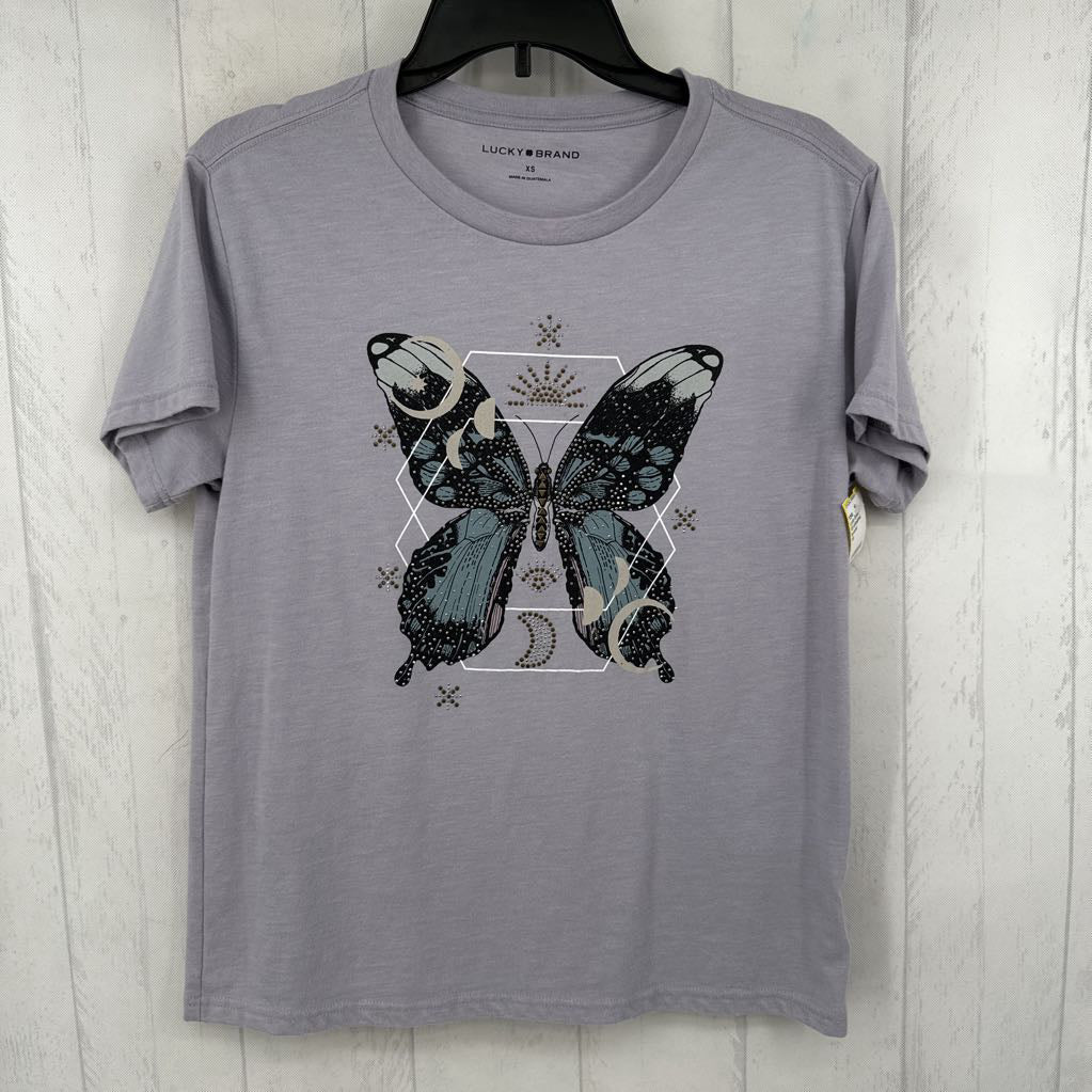 XS embelished butterfly s/s tee