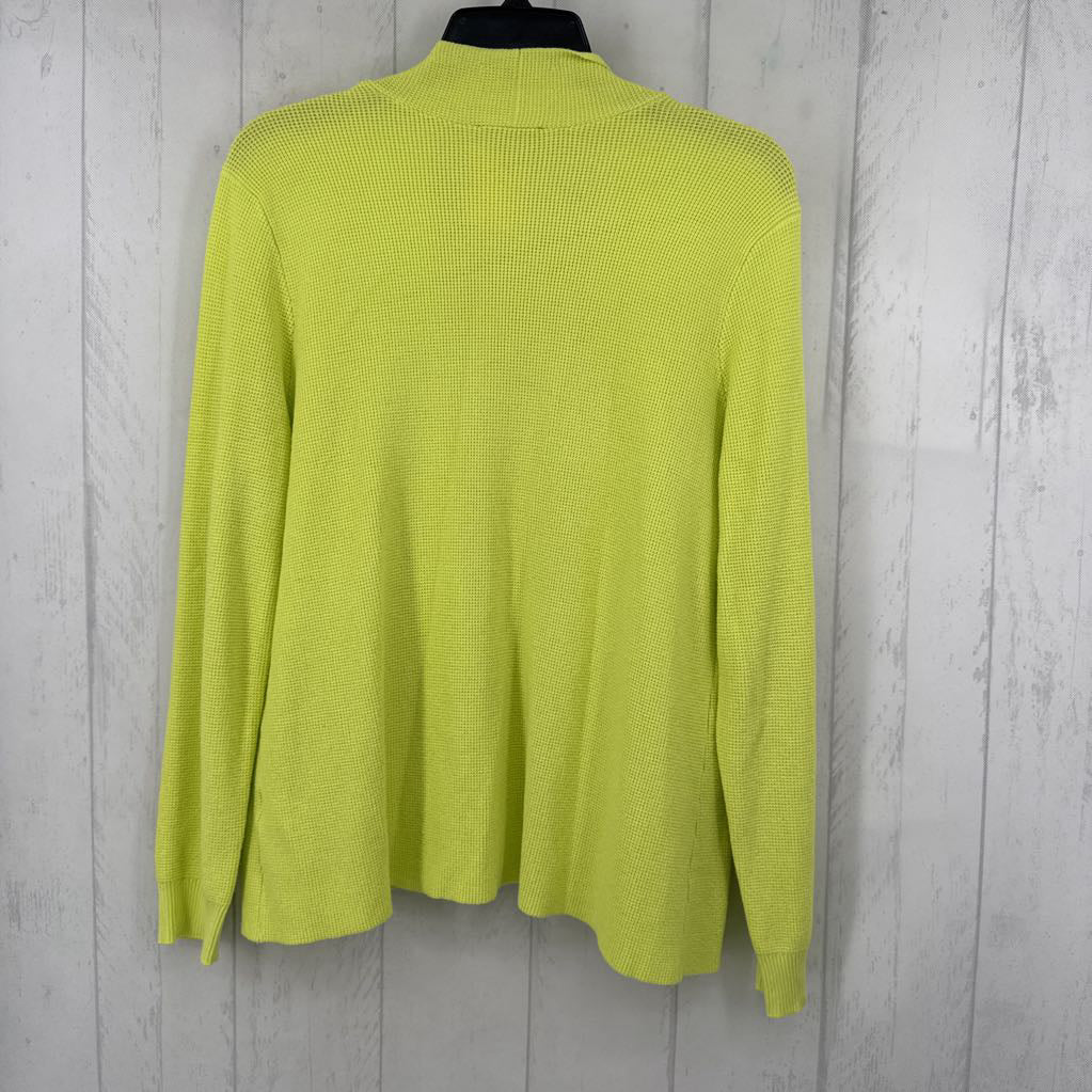 L waffle-knit open front cardi