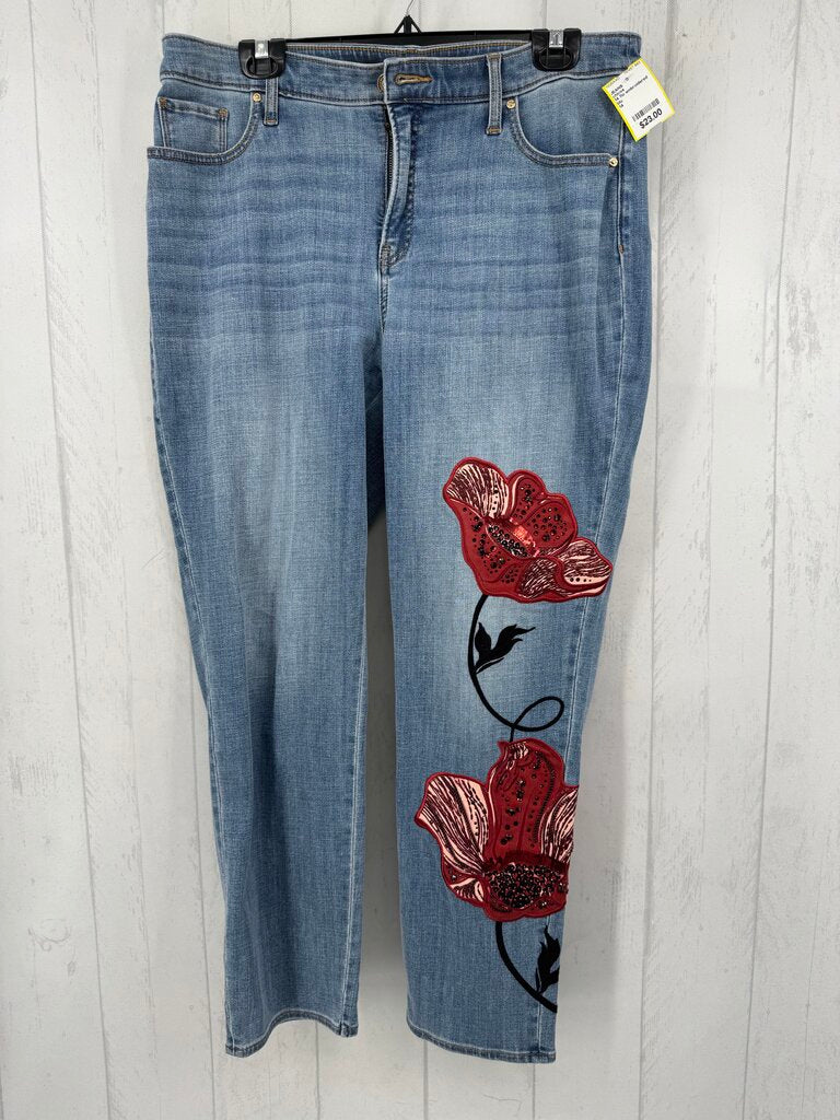 14 flo embroidered slim leg jean