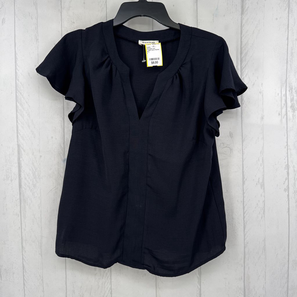 L split neck flutter slv top