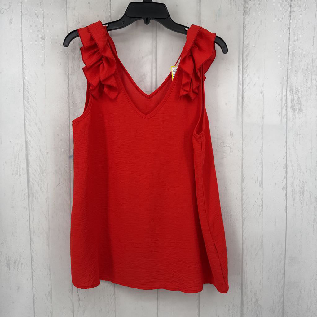 L ruffled strap v-neck tank