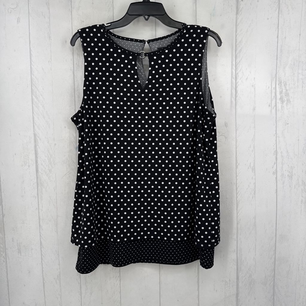 L polka dot notch neck tank