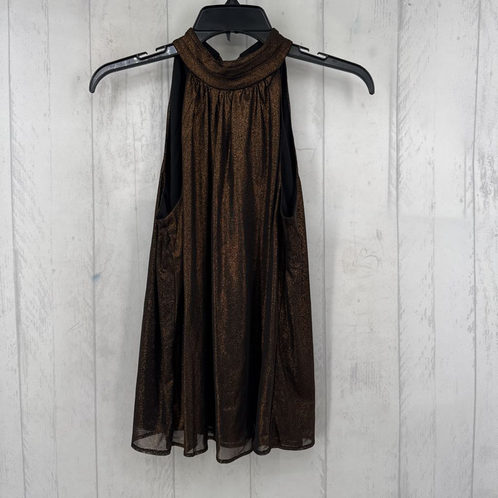 L metallic bow back tank