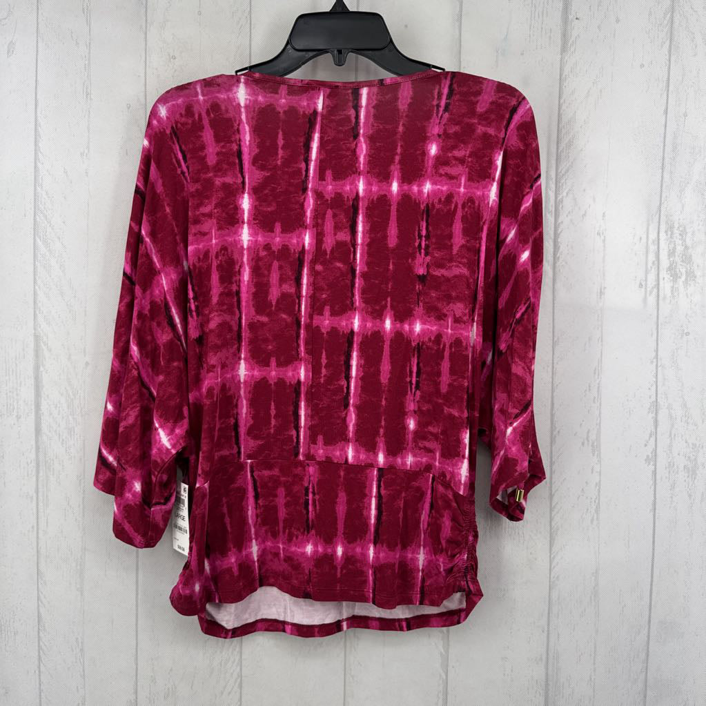 L tie-dye ruched slv top