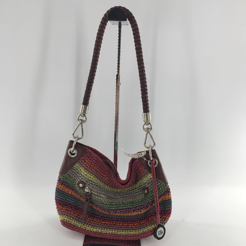 colorful woven shoulder bag