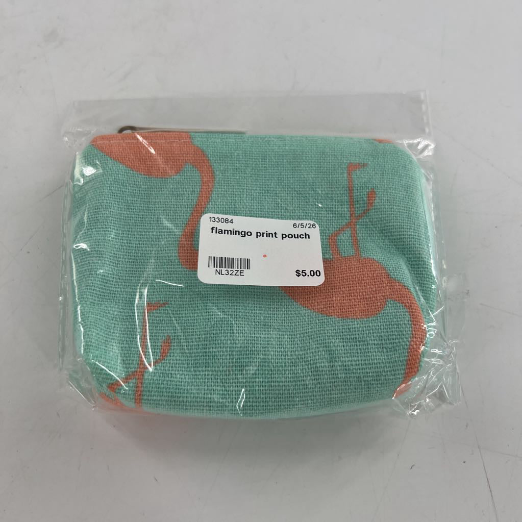 flamingo print pouch