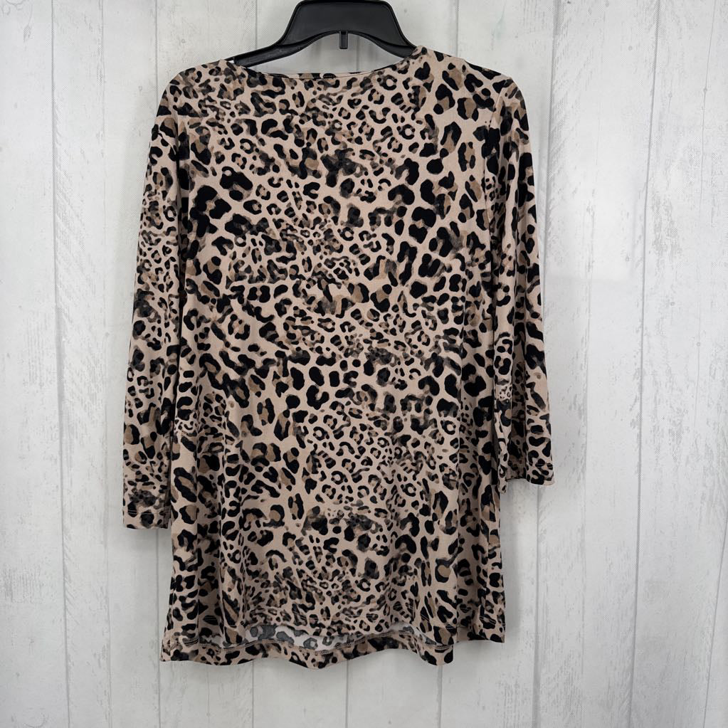 L animal print notch neck 3/4 slv tunic
